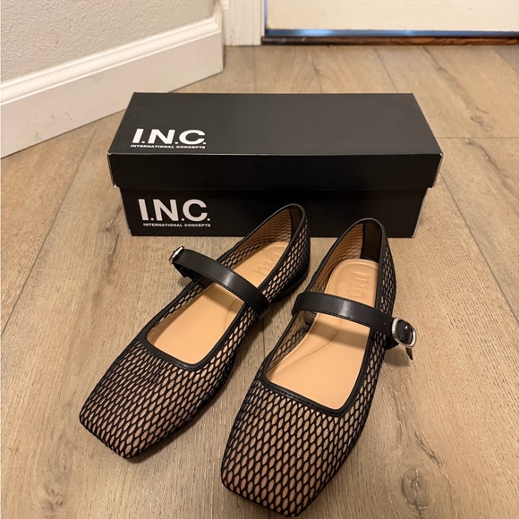 INC International Concepts Shoes - INC International Concepts Black Mesh Flats